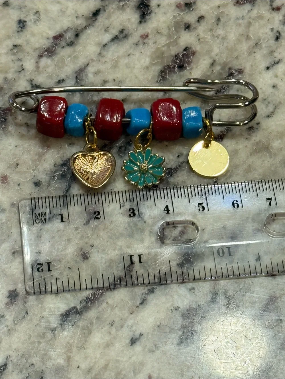Protect your Peace Limited Edition Handcrafted Red Turquoise Charm Safety Pin